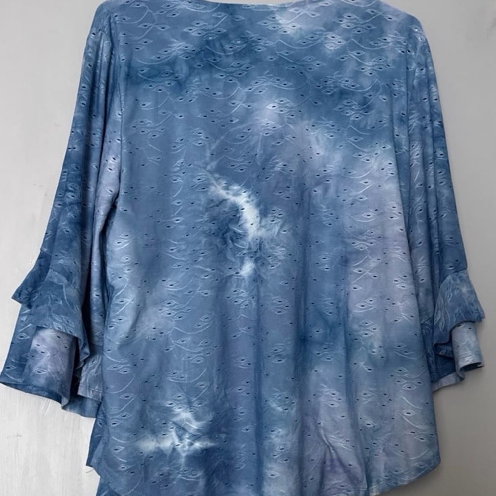 Ruby Rd. Light Blue Eyelet Blouse - image 3